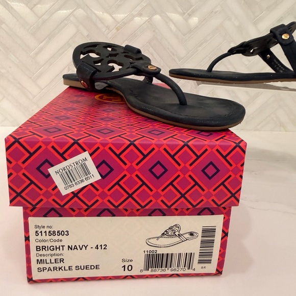 Tory Burch Miller Sandals - Navy Blue Sparkle - Picture 4 of 5
